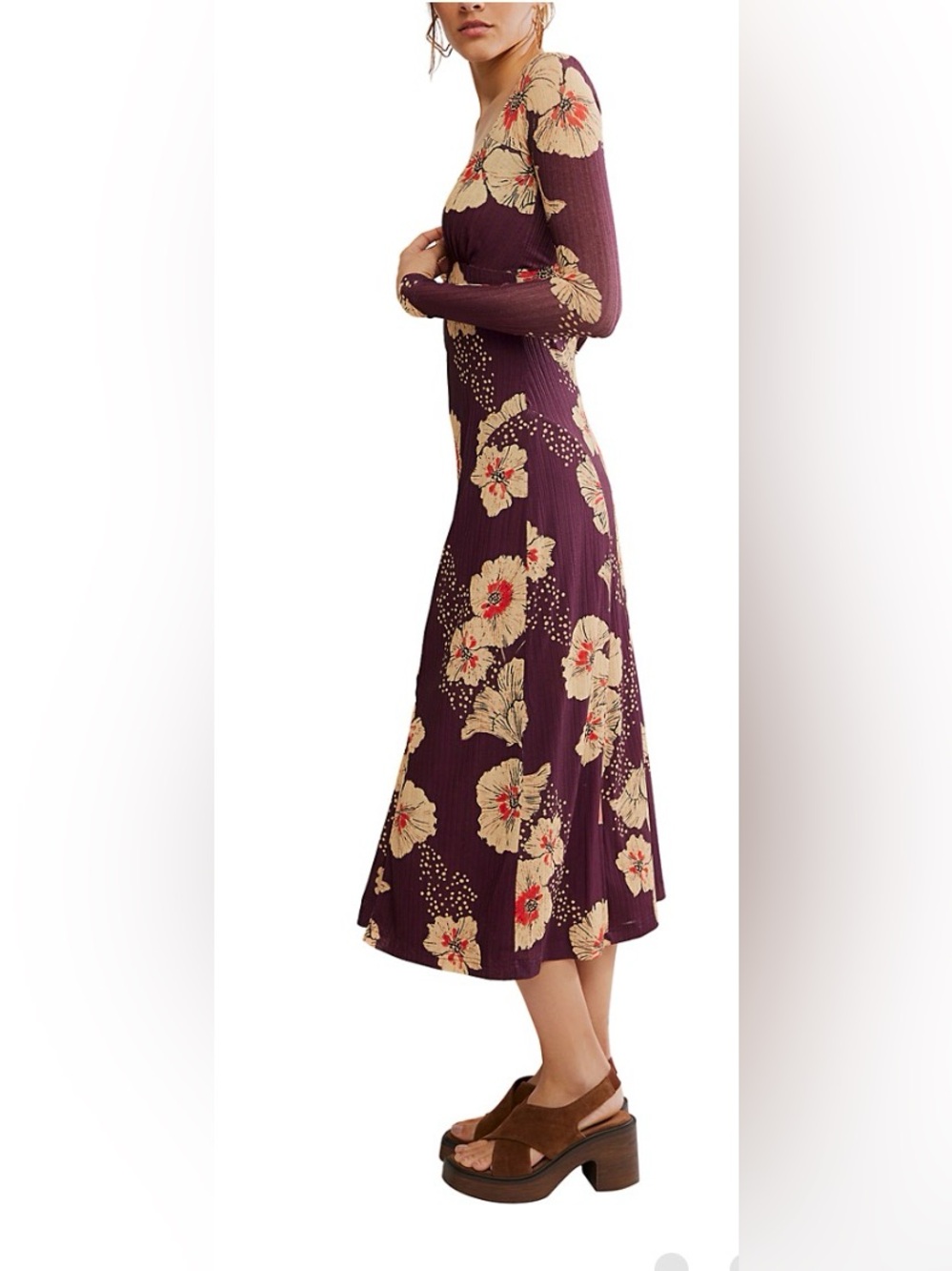 FREE PEOPLE Callie Midi Dress in Plum. Retails for $168. NWT